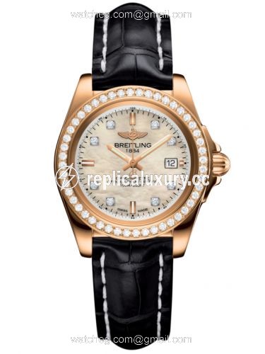 Breitling Galactic 32 Sleek Edition Rose Gold / Diamond / Pearl Diamond / Croco H7133053.A803.777P