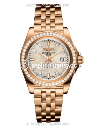 Breitling Galactic 32 Sleek Edition Rose Gold / Diamond / Pearl Diamond / Bracelet H7133053.A803.792H