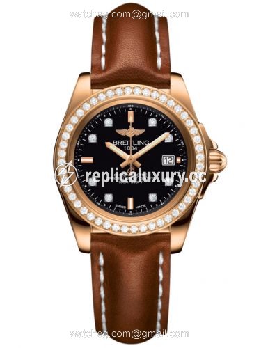Breitling Galactic 32 Sleek Edition Rose Gold / Diamond / Trophy Black Diamond / Calf H7133053.BF64.406X