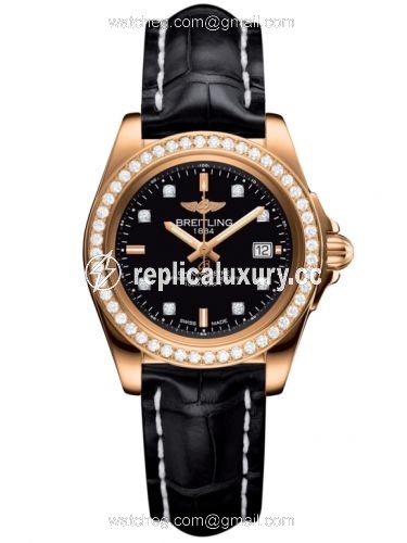 Breitling Galactic 32 Sleek Edition Rose Gold / Diamond / Trophy Black Diamond / Croco H7133053.BF64.777P