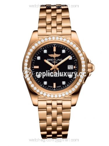Breitling Galactic 32 Sleek Edition Rose Gold / Diamond / Trophy Black Diamond / Bracelet H7133053.BF64.792H