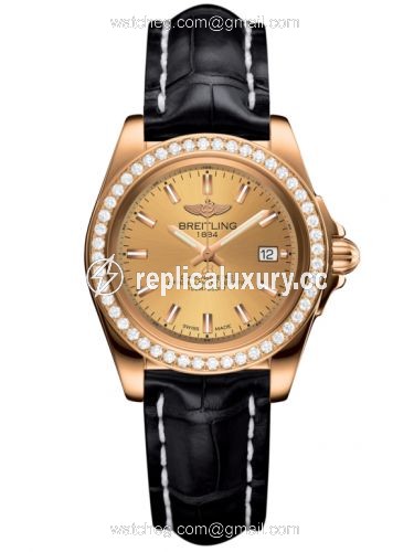 Breitling Galactic 32 Sleek Edition Rose Gold / Diamond / Golden Sun / Croco H7133053.H549.777P