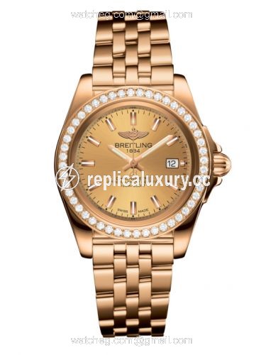 Breitling Galactic 32 Sleek Edition Rose Gold / Diamond / Golden Sun / Bracelet H7133053.H549.792H
