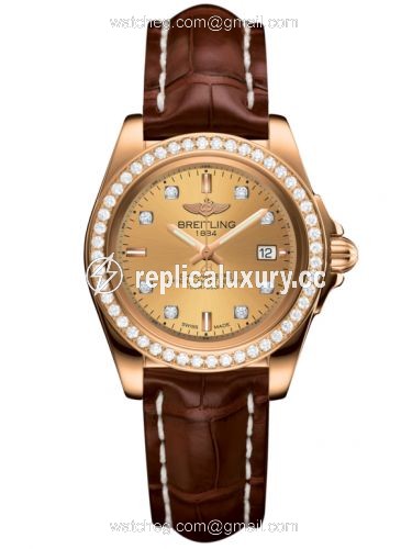Breitling Galactic 32 Sleek Edition Rose Gold / Diamond / Golden Sun Diamond / Croco H7133053.H550.778P