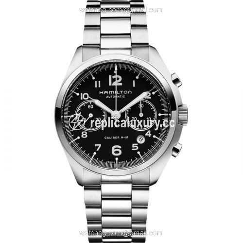 Hamilton Khaki Pilot Pioneer Auto Chrono Black / Bracelet H76416135