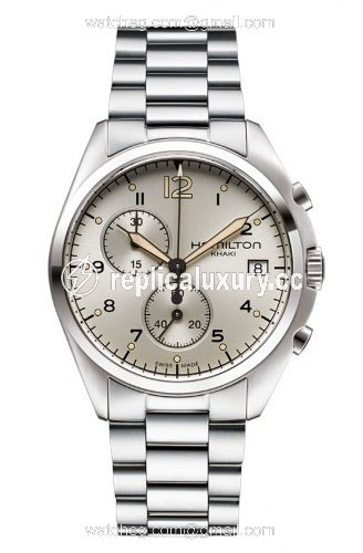 Hamilton Khaki Pilot Pioneer Chrono Quartz Ivory / Bracelet H76512155
