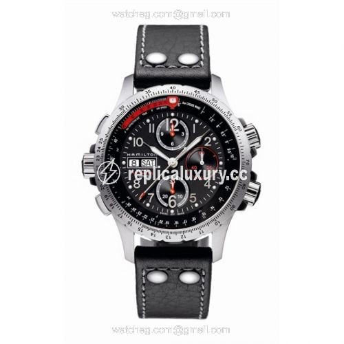 Hamilton Khaki Aviation X-Wind Automatic Black-Orange / Leather H77646733