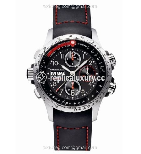Hamilton Khaki Aviation X-Wind Automatic Black-Orange / Leather H77646833