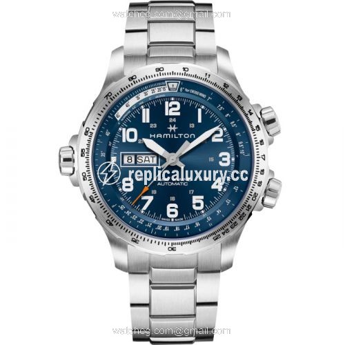 Hamilton Khaki Aviation X Wind Day Date Auto Blue / Bracelet H77765141