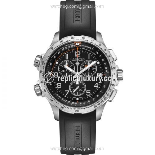 Hamilton Khaki Aviation X-Wind GMT Chrono Quartz Black / Rubber H77912335