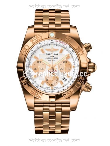 Breitling Chronomat 44 Rose Gold / Antarctica White / Bracelet HB011012.A696.375H