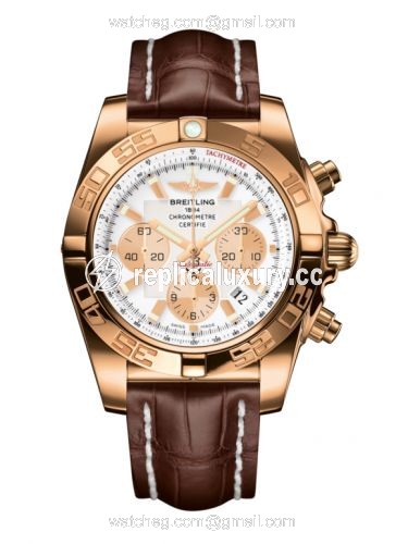 Breitling Chronomat 44 Rose Gold / Antarctica White / Croco HB011012.A696.739P