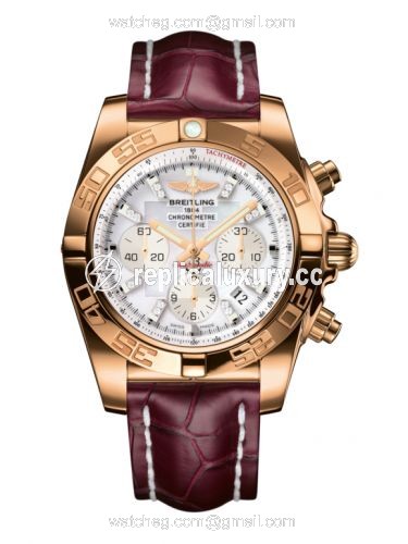 Breitling Chronomat 44 Rose Gold / Pearl Diamond / Croco HB011012.A698.735P