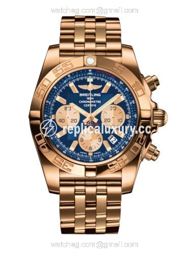 Breitling Chronomat 44 Rose Gold / Metallica Blue / Bracelet HB011012.C790.375H