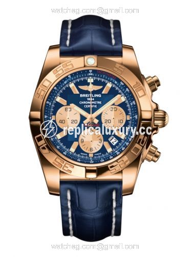 Breitling Chronomat 44 Rose Gold / Metallica Blue / Croco HB011012.C790.731P
