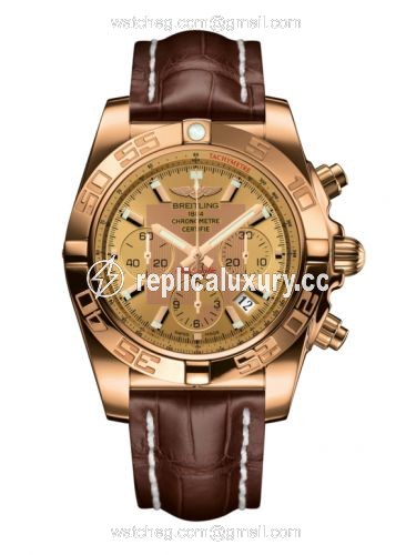 Breitling Chronomat 44 Rose Gold / Golden Sun / Croco HB011012.H548.739P