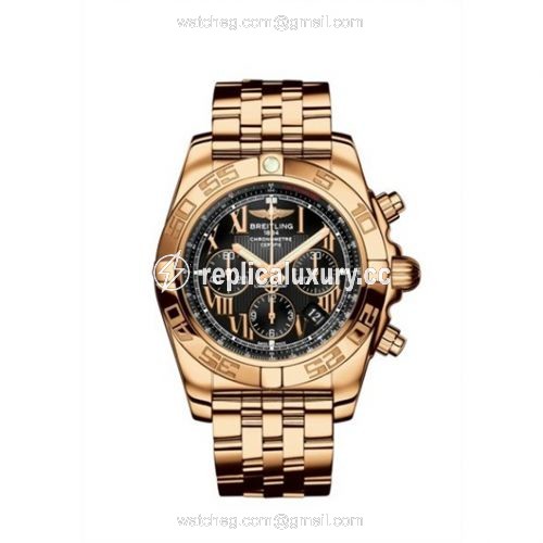 Breitling Chronomat 44 Rose Gold / Onyx Black Roman / Bracelet HB011012.B957.375H