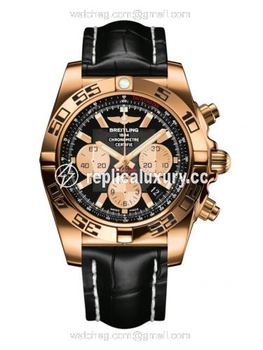 Breitling Chronomat 44 Rose Gold / Onyx Black / Croco HB0110C1.B968.743P