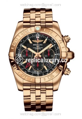 Breitling Chronomat 44 GMT Rose Gold / Black / Bracelet HB0421L3/BC18/375H