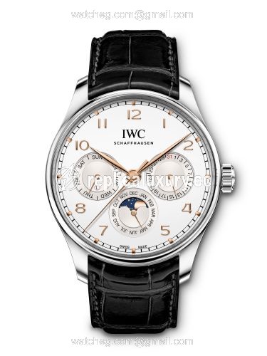 IWC Portugieser Perpetual Calendar 42 Stainless Steel / Silver / Alligator IW344203