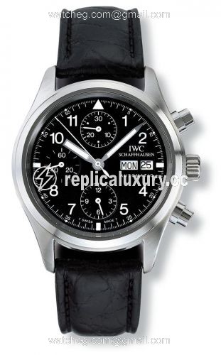 IWC Pilot's Watch Chronograph Stainless Steel / Black / German / Strap IW3706-01