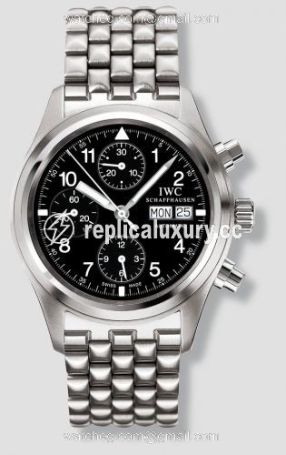 IWC Pilot's Watch Chronograph Stainless Steel / Black / German / Bracelet IW3706-05