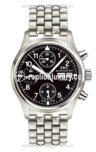 IWC Pilot's Watch Chronograph Stainless Steel / Black / Spanish / Bracelet IW3706-10