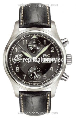 IWC Pilot's Watch Spitfire Chronograph Stainless Steel / Black / Italian / Strap IW3706-12