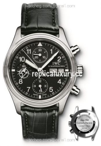 IWC Pilot's Watch Chronograph Stainless Steel / Black / Cathay Pacific IW3706-31