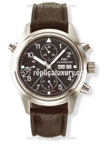 IWC Pilot's Watch Doppelchronograph Stainless Steel / Black / French / Strap IW3711-04