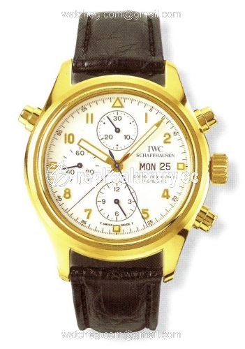IWC Pilot's Watch Doppelchronograph Yellow Gold / White / French / Strap IW3711-12