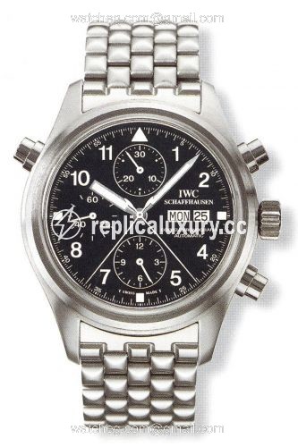 IWC Pilot's Watch Doppelchronograph Stainless Steel / Black / German / Bracelet IW3711-17