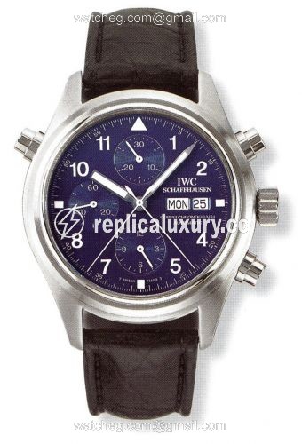 IWC Pilot's Watch Doppelchronograph Platinum / Blue / English / Strap IW3711-27