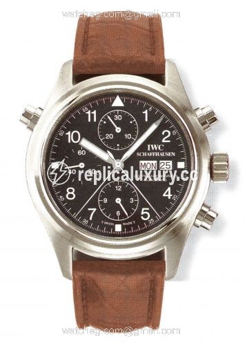 IWC Pilot's Watch Doppelchronograph Stainless Steel / Black / French / Strap IW3713-08