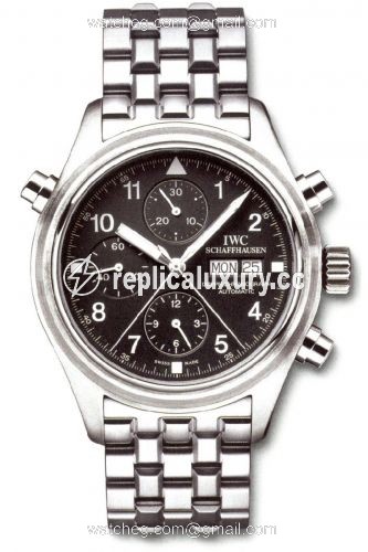 IWC Pilot's Watch Doppelchronograph Stainless Steel / Black / Italian / Bracelet IW3713-18