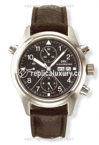 IWC Pilot's Watch Doppelchronograph Stainless Steel / Black / Spanish / Strap IW3713-25