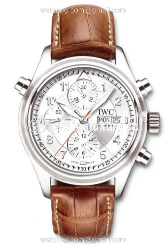 IWC Pilot's Watch Spitfire Double Chronograph Stainless Steel / Silver / English / Strap IW3713-43