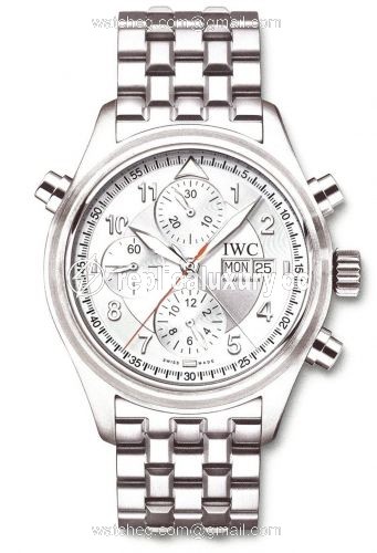IWC Pilot's Watch Spitfire Double Chronograph Stainless Steel / Silver / Spanish / Bracelet IW3713-50