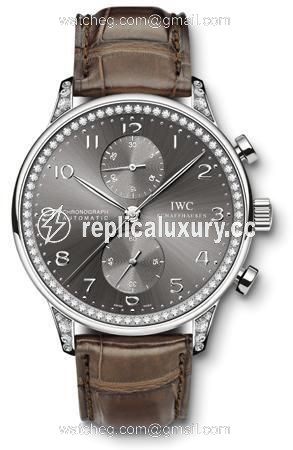 IWC Portuguese Chrono-Automatic White Gold / Ardoise / Diamond IW3714-39