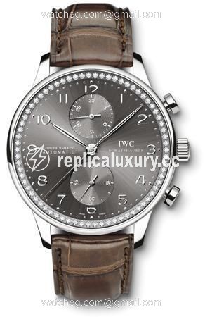 IWC Portuguese Chrono-Automatic White Gold / Ardoise / Diamond IW3714-40