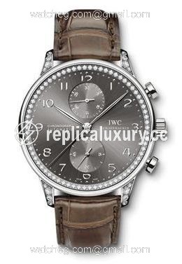 IWC Portuguese Chrono-Automatic White Gold / Ardoise / Diamond IW3714-41