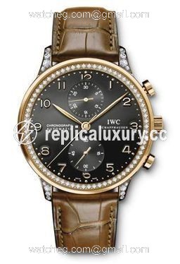 IWC Portuguese Chrono-Automatic Rose Gold / Black / Diamond IW3714-42
