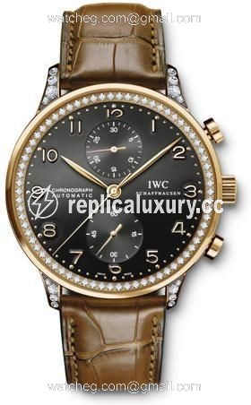 IWC Portuguese Chrono-Automatic Rose Gold / Black / Diamond IW3714-43