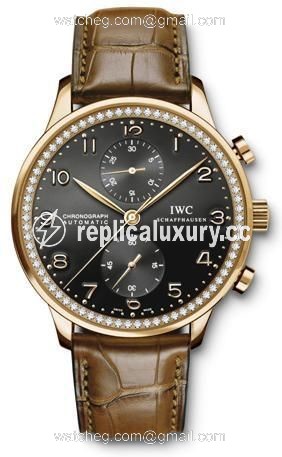 IWC Portuguese Chrono-Automatic Rose Gold / Black / Diamond IW3714-44