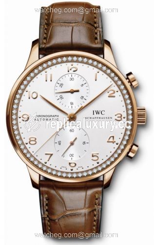 IWC Portugieser Chrono-Automatic Red Gold / Silver / Diamond IW3714-84