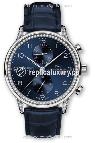 IWC Portuguese Chrono-Automatic White Gold / Diamond / Blue IW3714-90