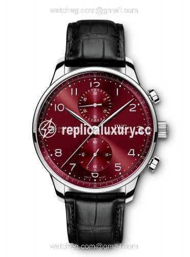 IWC Portugieser Chronograph Stainless Steel / Burgundy IW3716-16