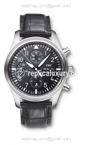 IWC Pilot's Watch Chronograph Stainless Steel / Black / Strap IW3717-01
