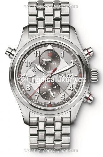 IWC Pilot's Watch Spitfire Double Chronograph Stainless Steel / Panda / Bracelet IW3718-05