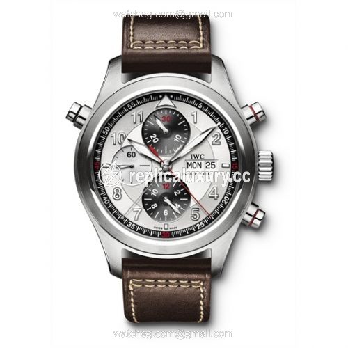 IWC Pilot's Watch Spitfire Double Chronograph Stainless Steel / Panda / Strap IW3718-06